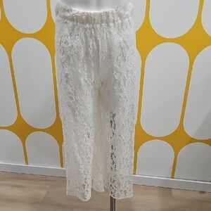 White Lace Swim Cover-Up Pants Ankle Length Size XL Beach Resort Summer